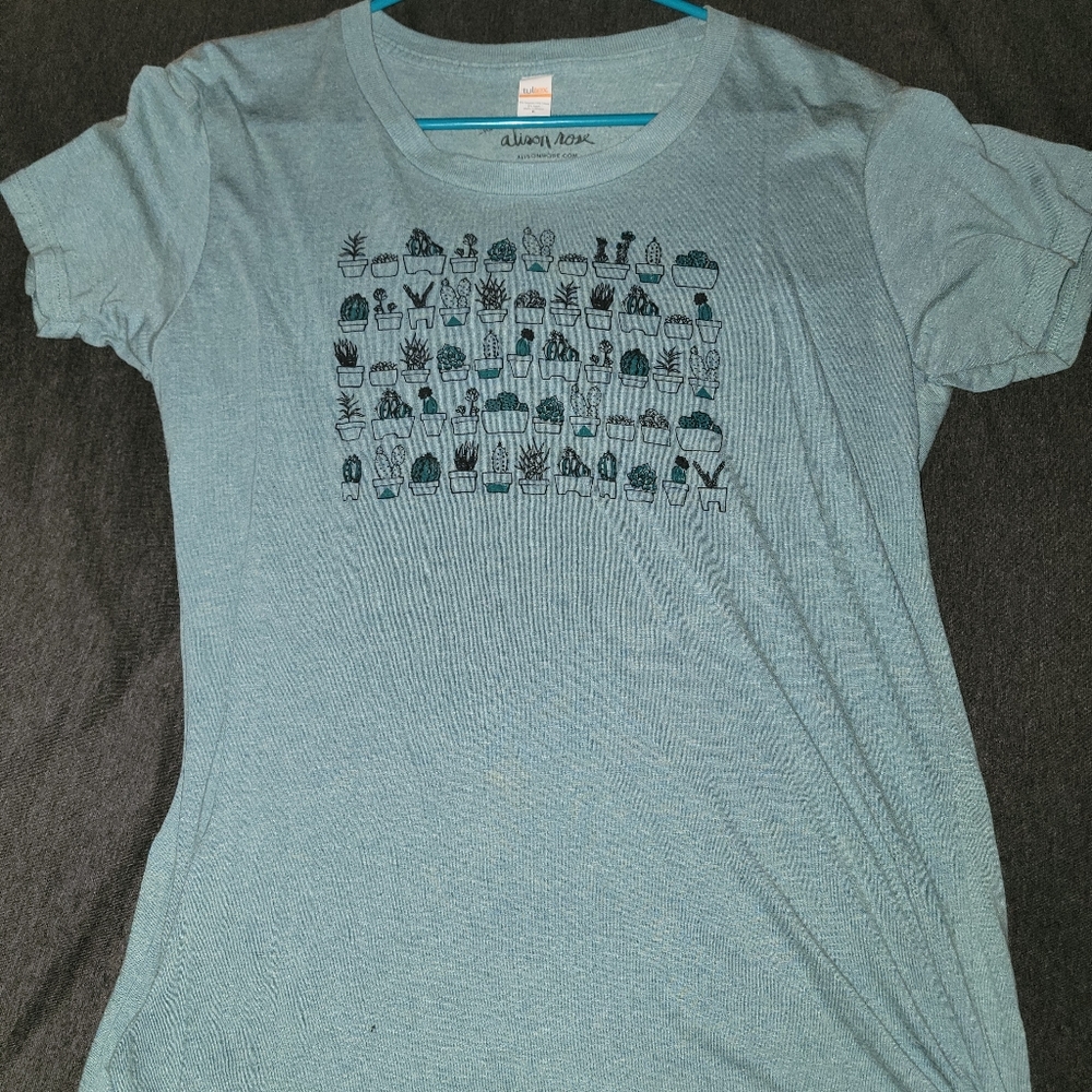 Alison Rose Succulent Plant Lover T-Shirt - XL - Light Green